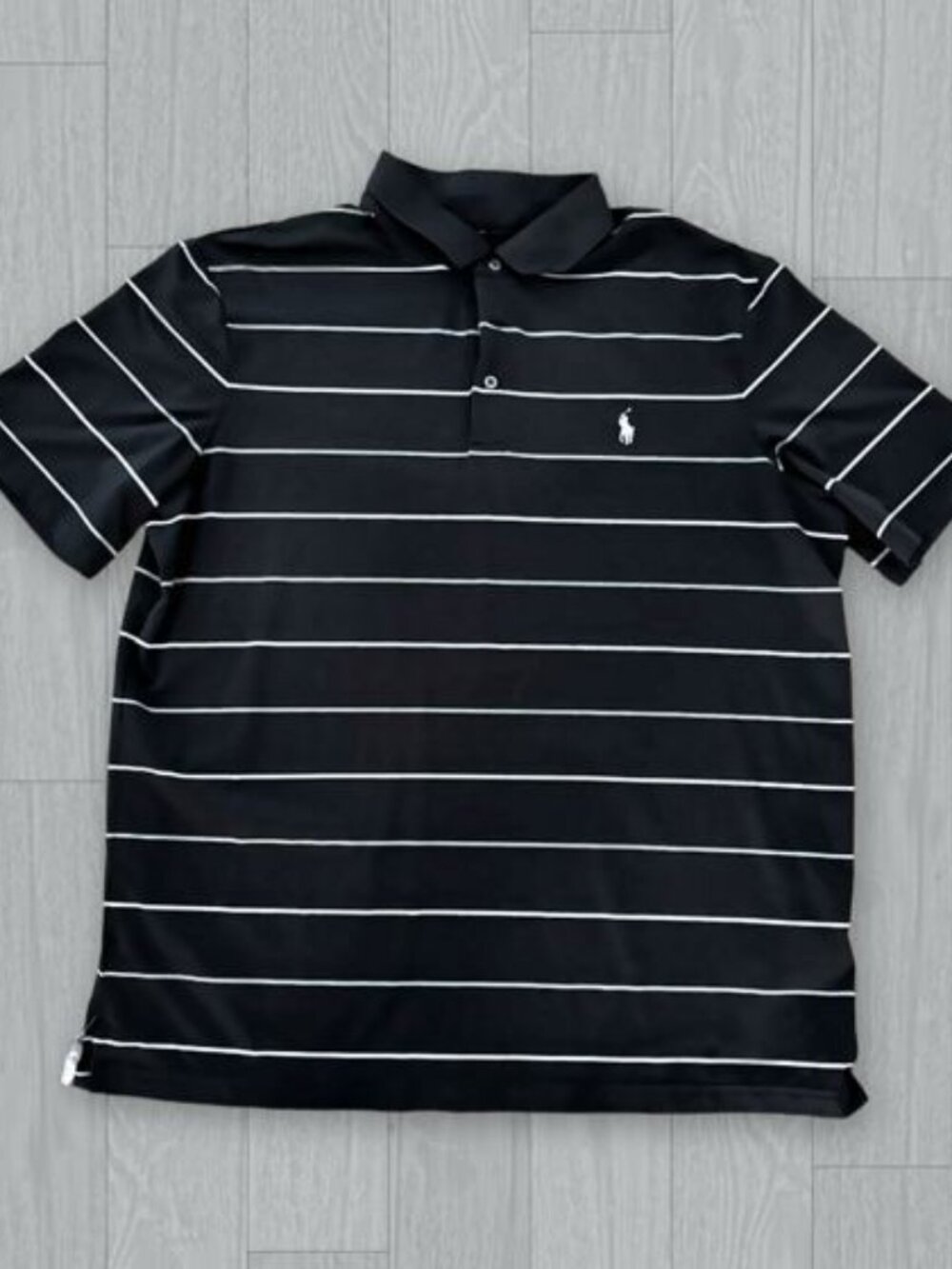 Polo Ralph Lauren Black White Striped Polo Shirt Men's Size L